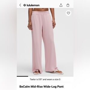Lululemon Be Calm Pink Wide-Leg Pants